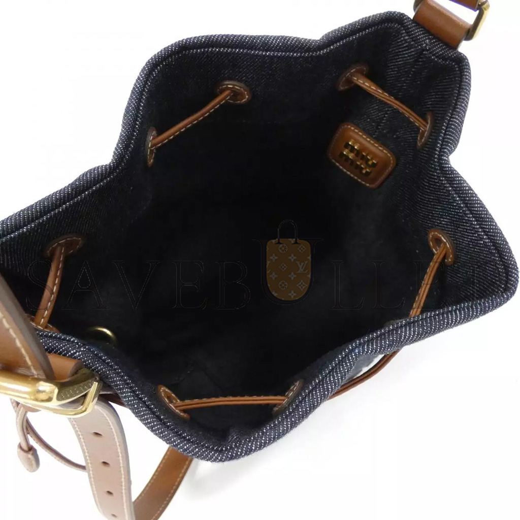 M1v M1v denim and leather logo bucket bag 5be089 (29*23*17cm)